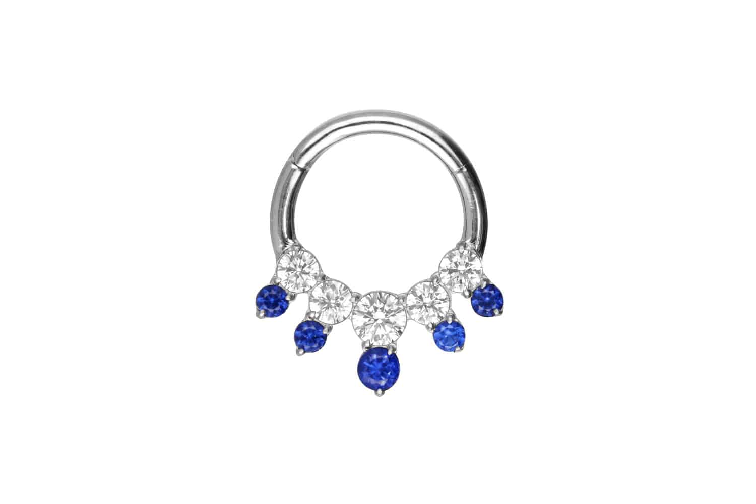 Titan Segmentring Clicker Piercing EINGEFASSTE KRISTALLE ZWEIFARBIG